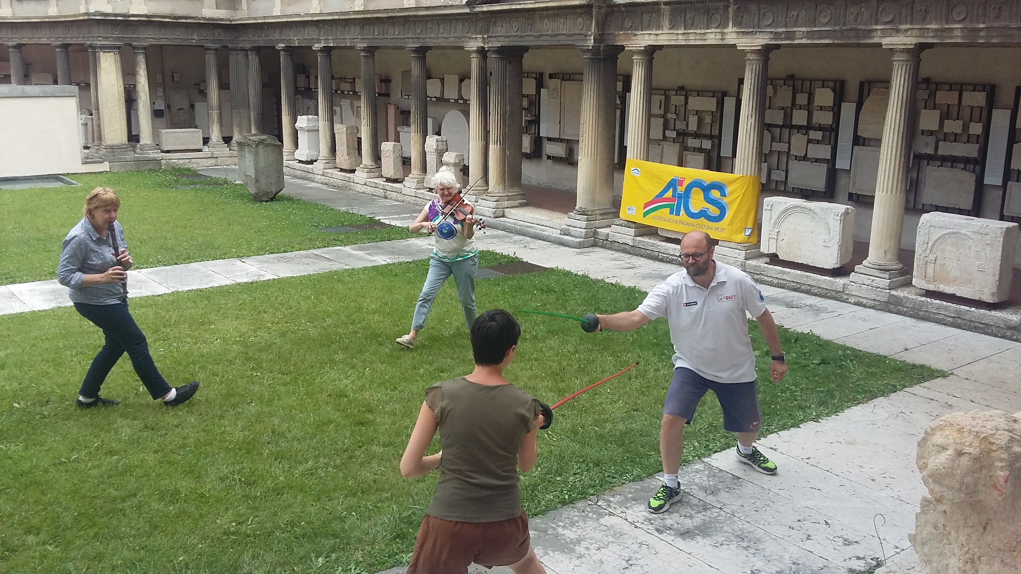 Fencing exercises sword and music